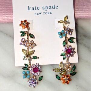 Kate Spade Pink and Gold Floral Climber Earrings
